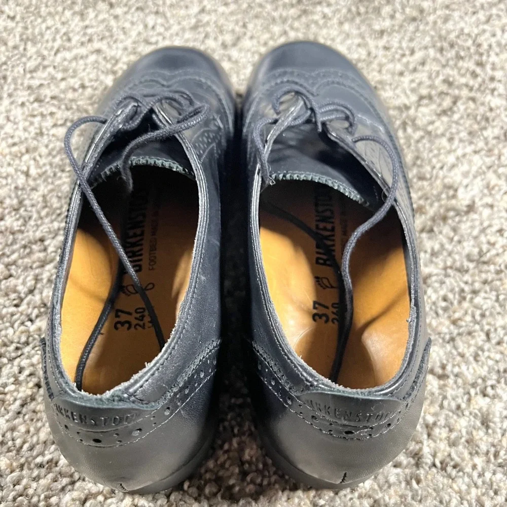 Birkenstock Laramie Low Women's 37 EU 6.5 US Black Leather Wingtip Brogue Shoes